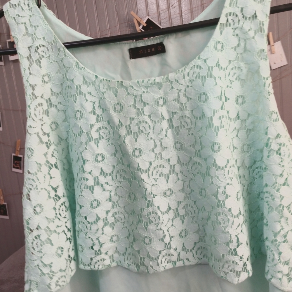 Light blue tank top with detailing